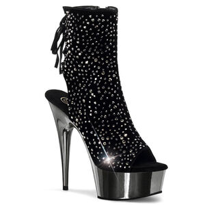 PLEASER Shoes Delight-1018RS Rhinestone Ankle Boots Black Size 8